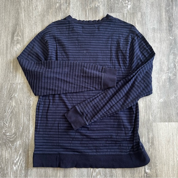 Penguin Original Long Sleeve Striped V-Neck Shirt in Navy Blue Size XL - Picture 3 of 5